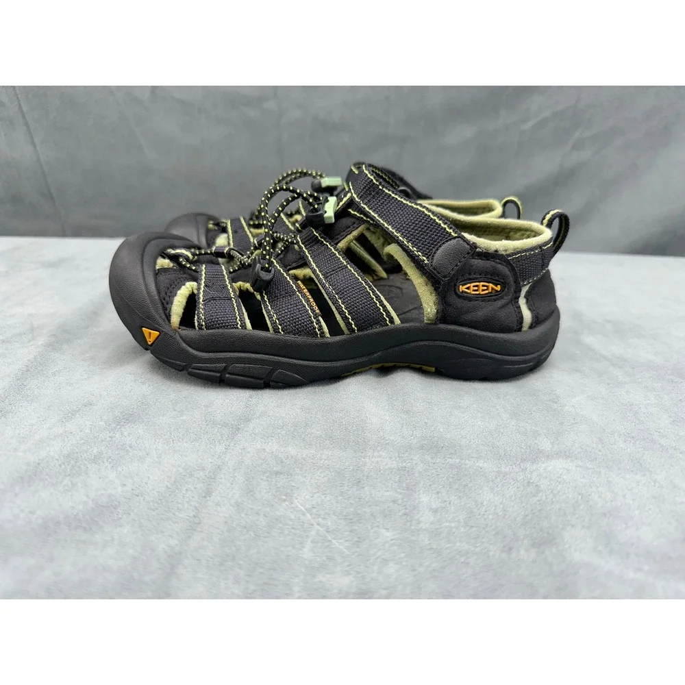 KEEN Newport H2 Kids Waterproof Sport Sandals Black Lime Green Size 4 Youth